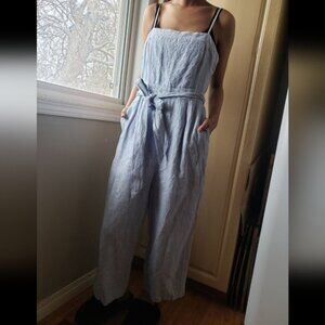 Forever New 100 Linen Womens Light Blue Jumpsuit Size 8